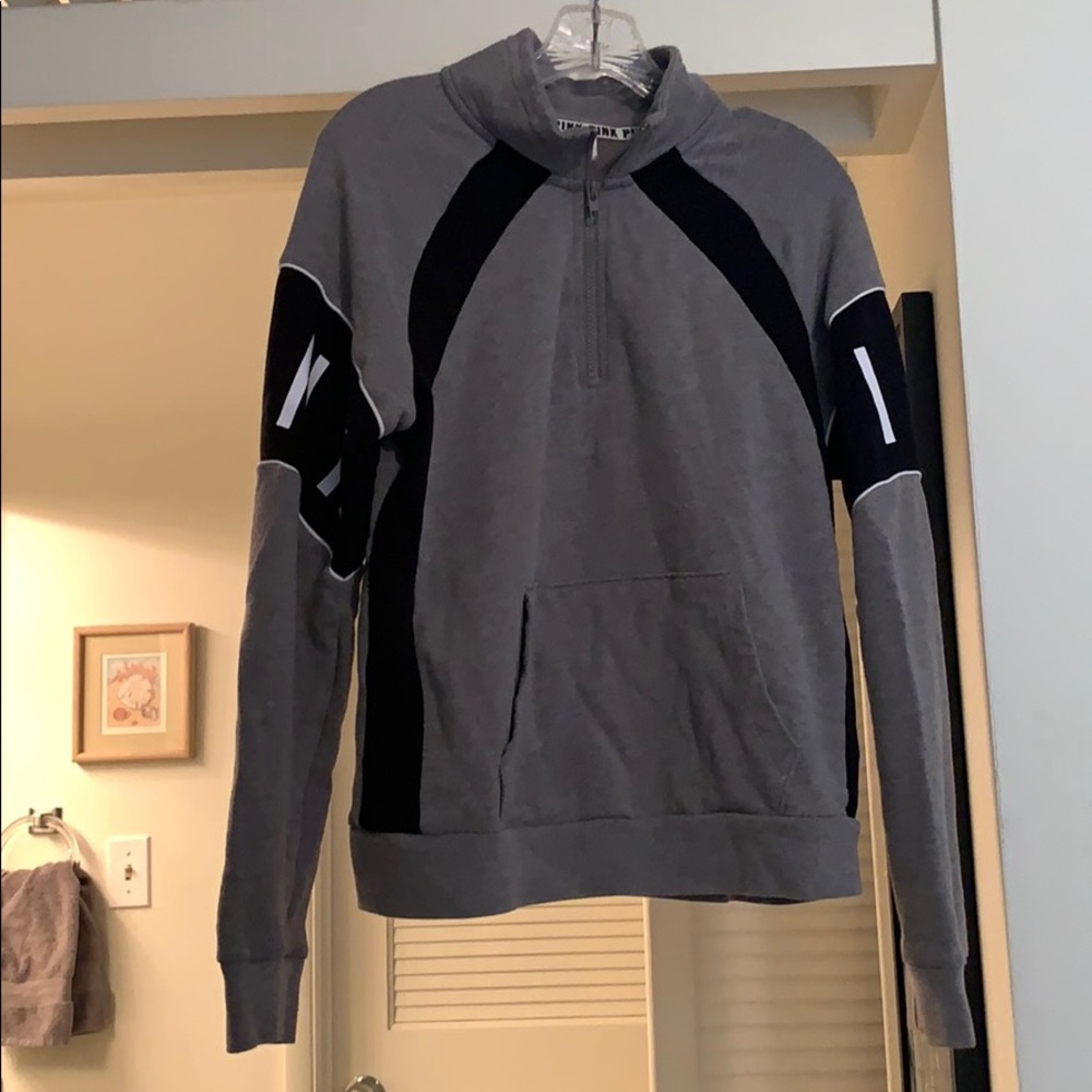 Pink grey and black 3/4 zip with pocket